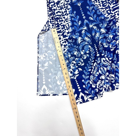 NWT Nora Cora Blue and White Double Side Slit Pattern Maxi Dress Women's Size M - Picture 7 of 7